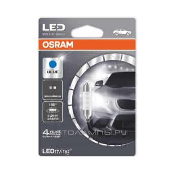 C5W 12V-LED 0,5W (SV8,5) 6000K ( 1.) Blue LEDriving standart 6436BL-01B